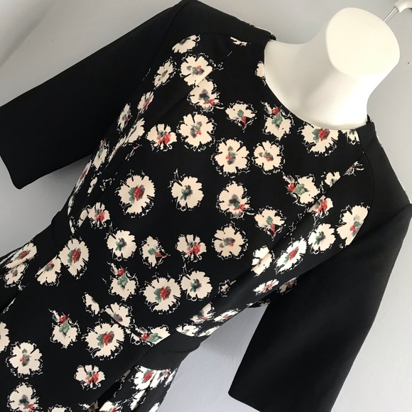 Zara Floral Block Fit & Flare Dress in Black • S - Picture 3 of 7
